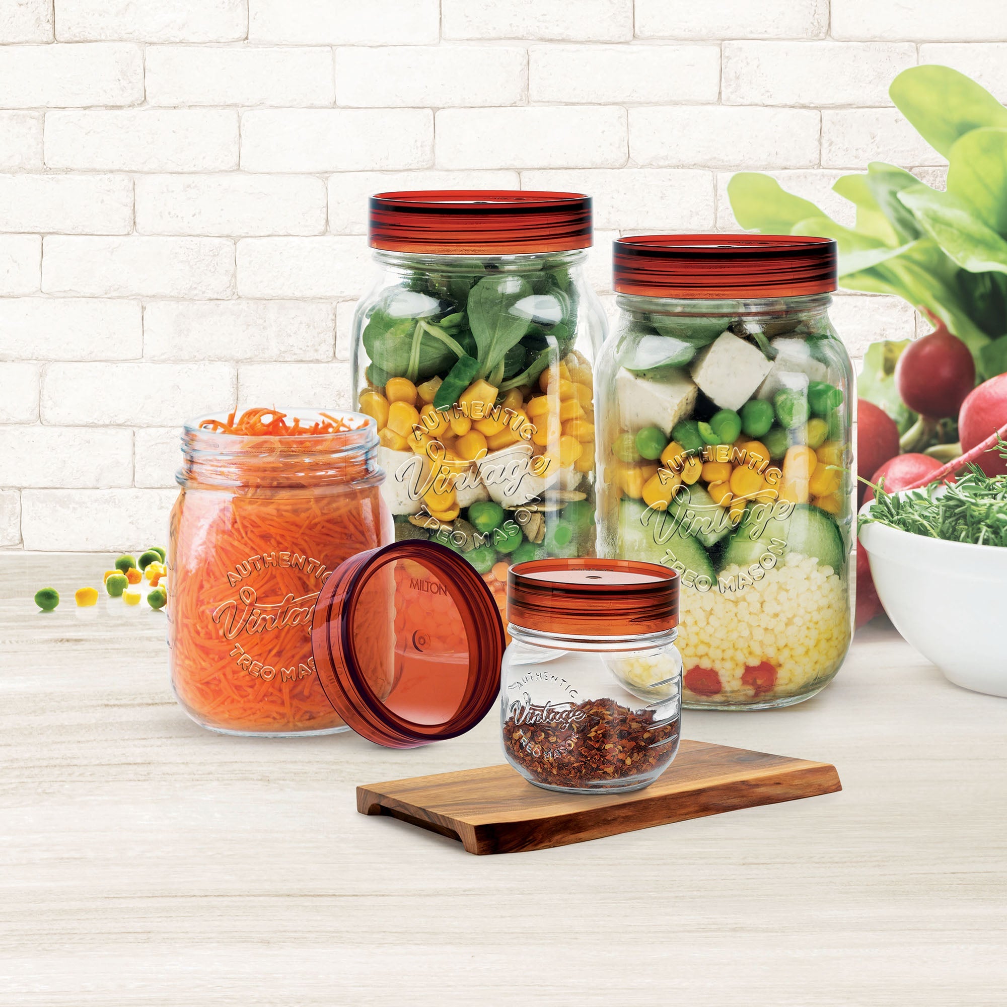 Vintage Glass Jar Set Treo by Milton