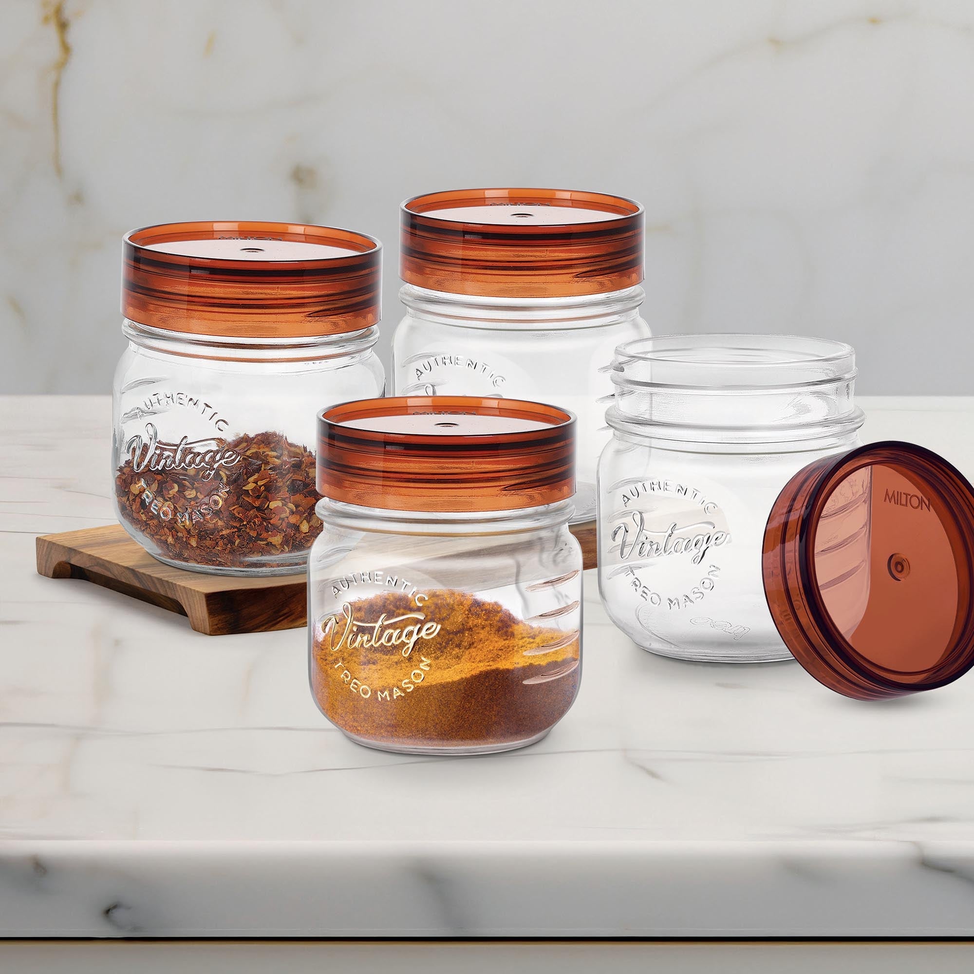 Vintage Glass Jar With Lid Set