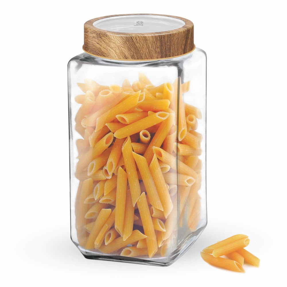 Woody Cube Glass Jar