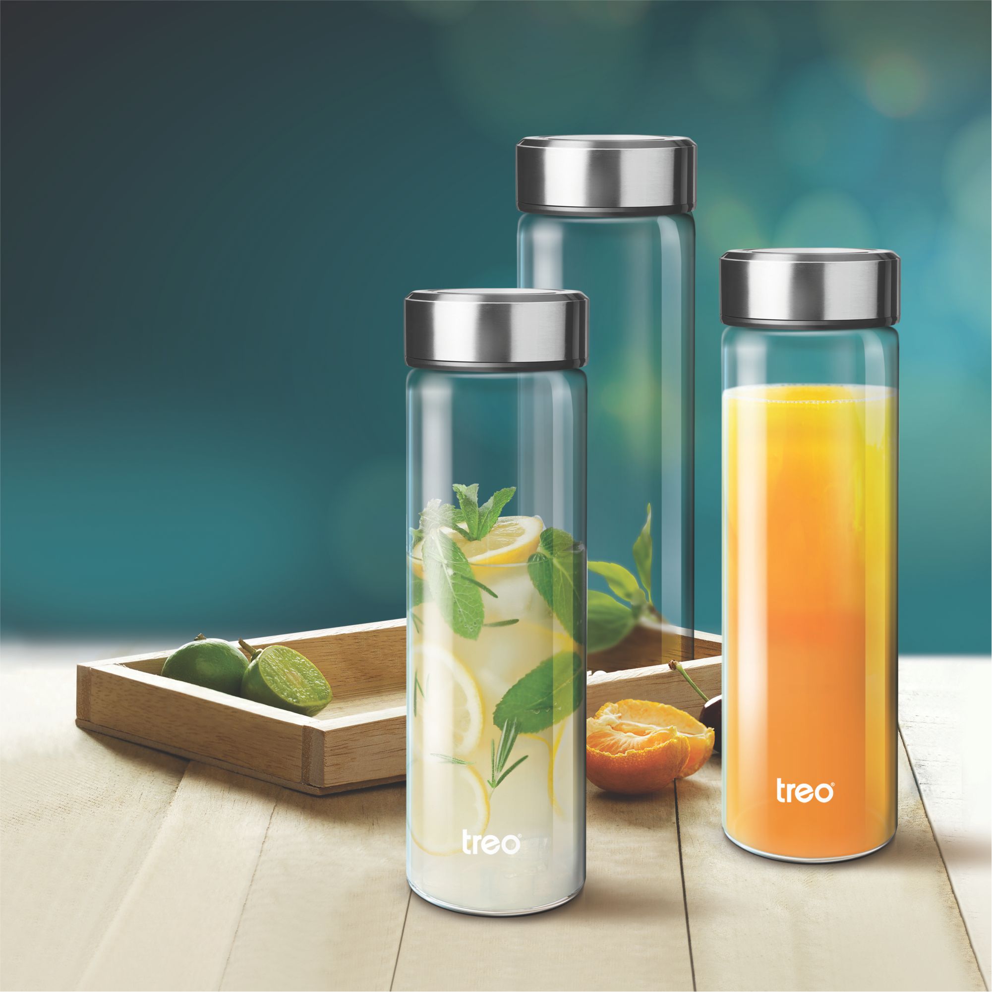 Treo Borosilicate Crysta Glass Bottle