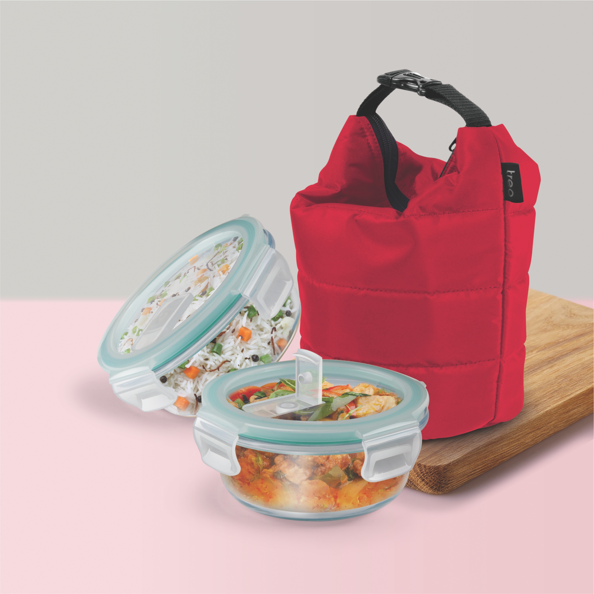 Treo Swag Borosilicate Round Glass Lunch Box