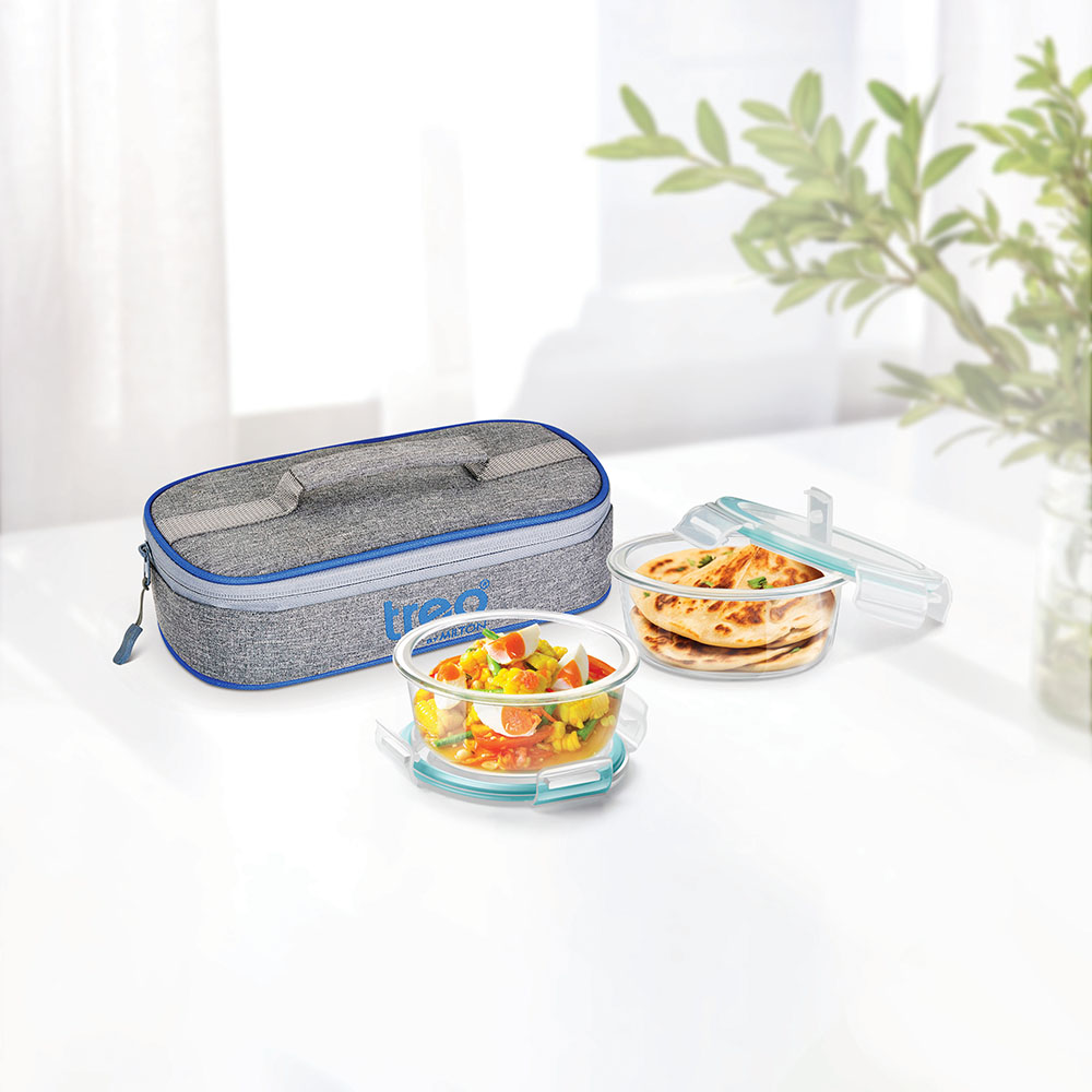 Lunch Box - Treo Health First Boîte à lunch en verre Tiffin 3 contenants  (300 ml)