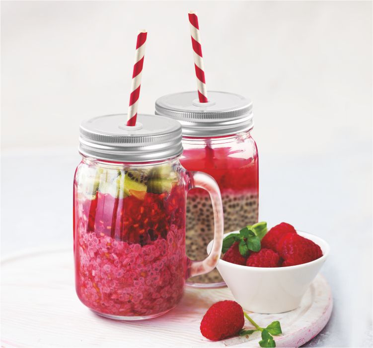 Treo Trinity Mason Glass Jar With Straw