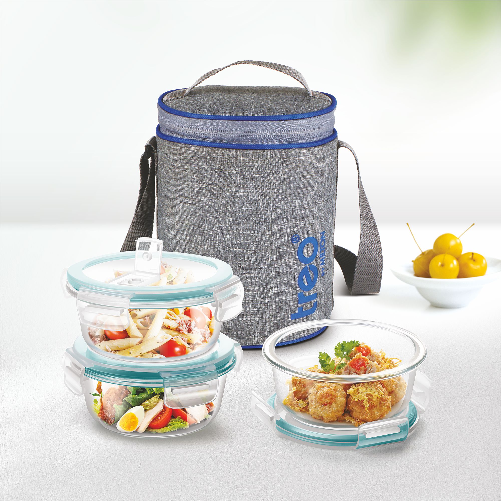 Treo Borosilicate All Fresh Round Glass Lunch Box