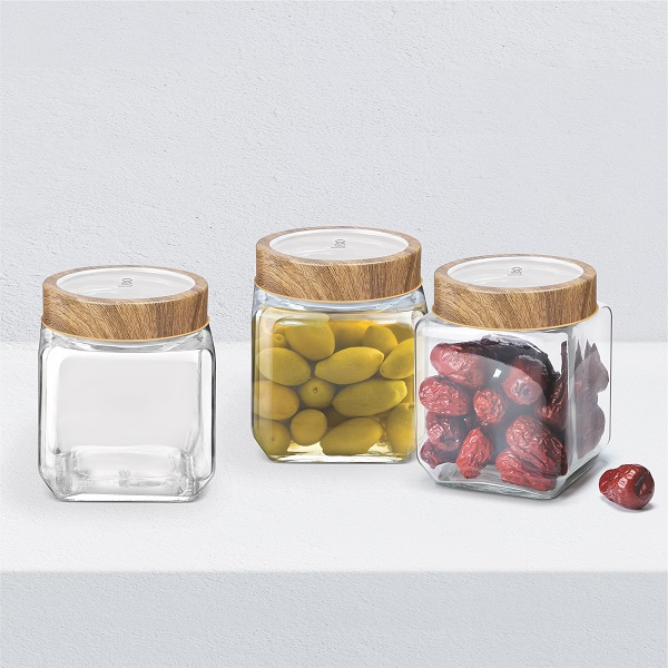 Treo Woody Cube Glass Spice Jar