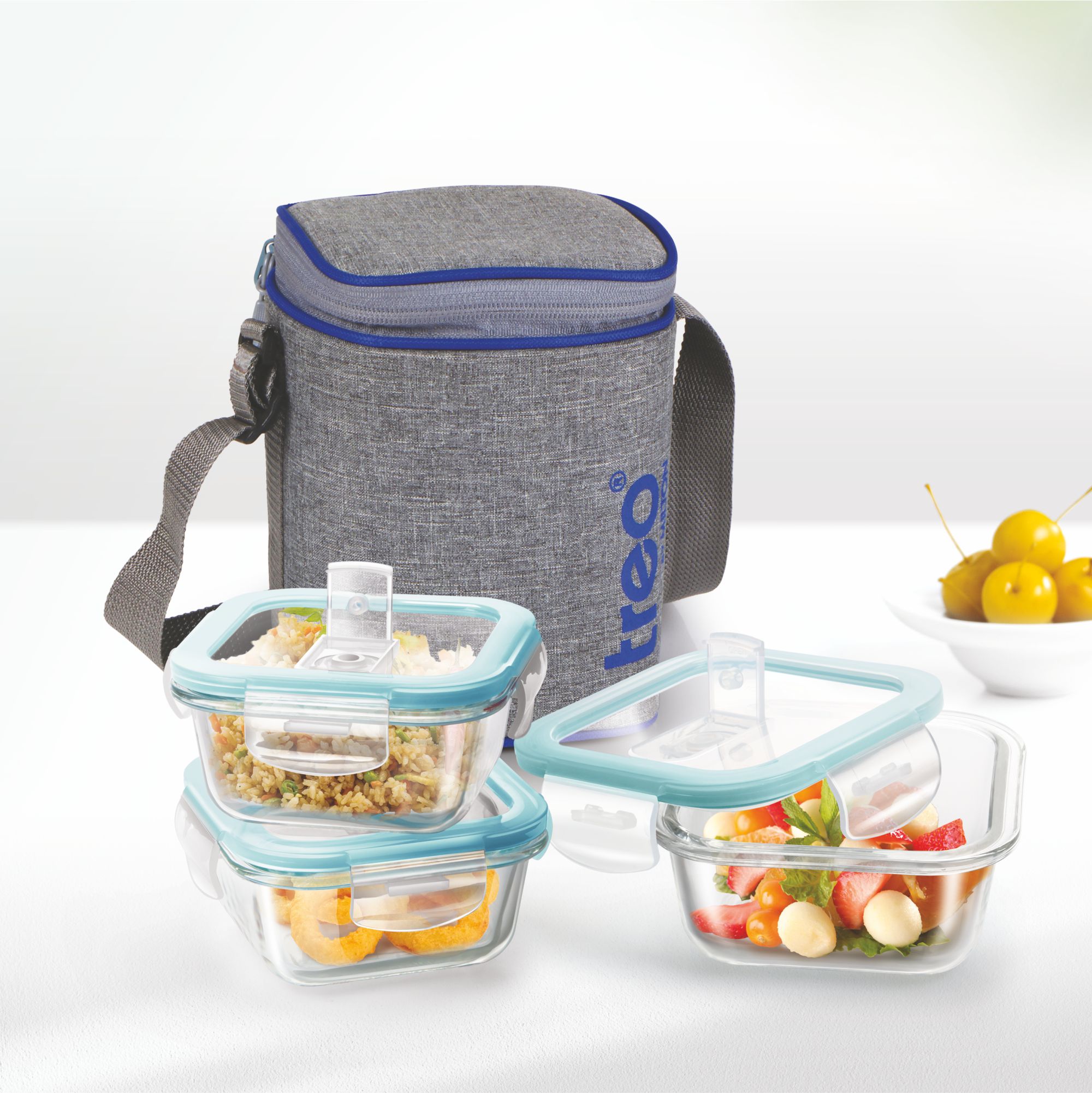 Treo Borosilicate All Fresh Square Glass Lunch Box