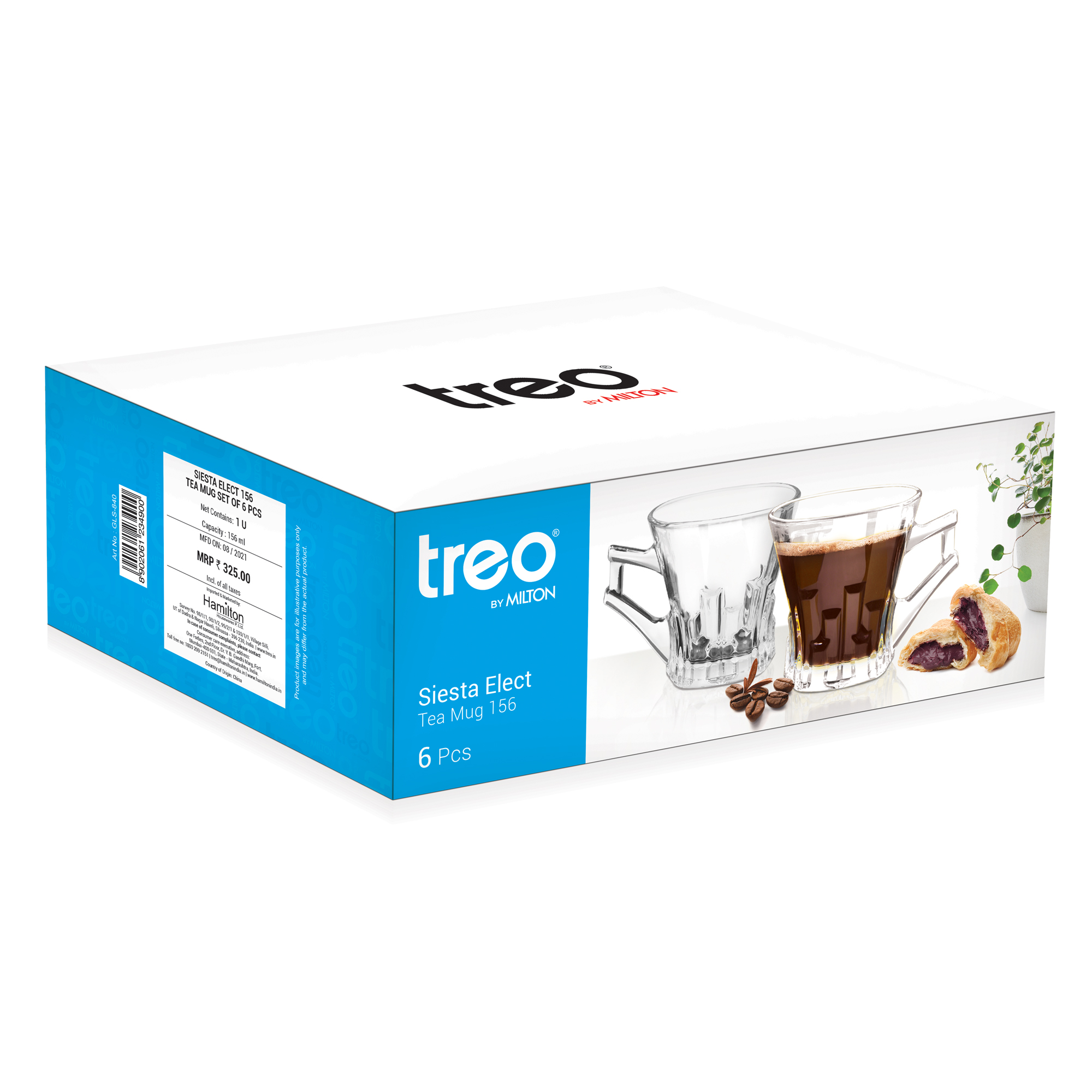 Buy Siesta Elect Tea Cup 156ML, Set of 6 Online - Treo by Milton