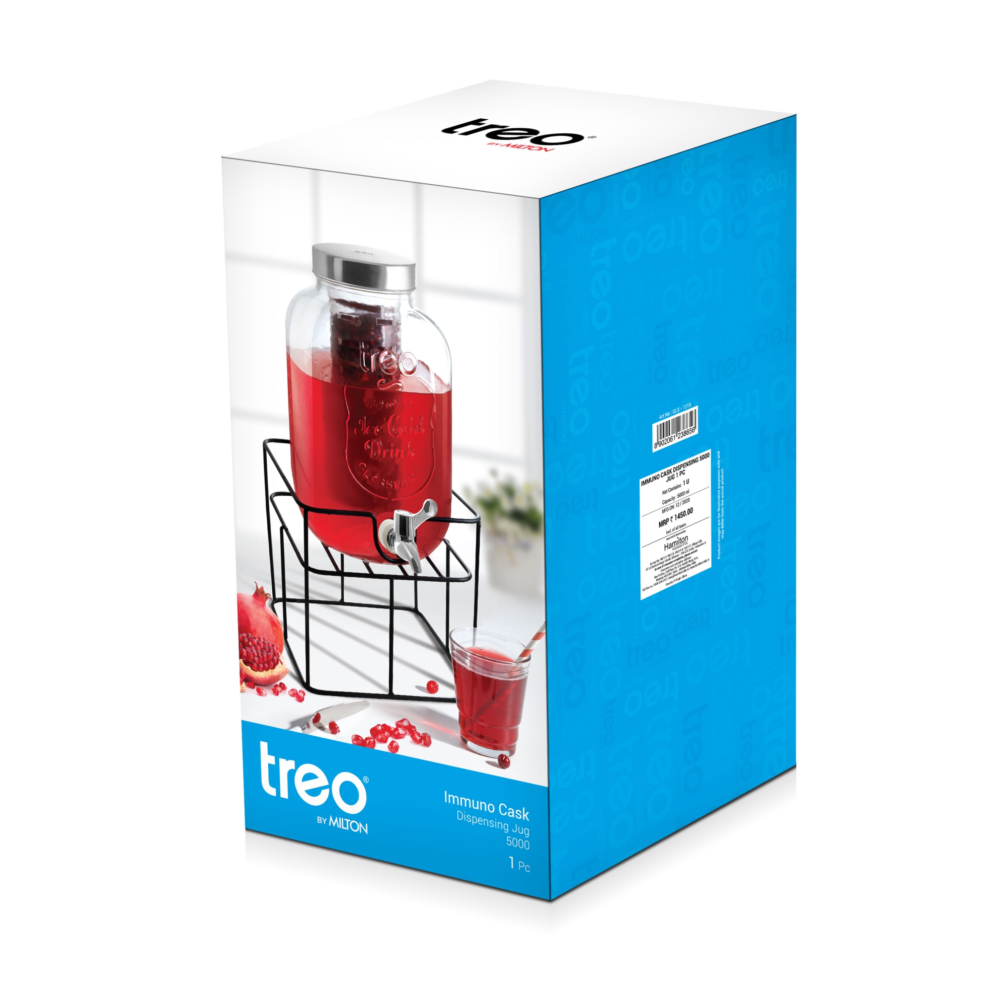 Buy Immuno Cask Dispensing Glass Jug 5L, 8L Online - Treo by Milton