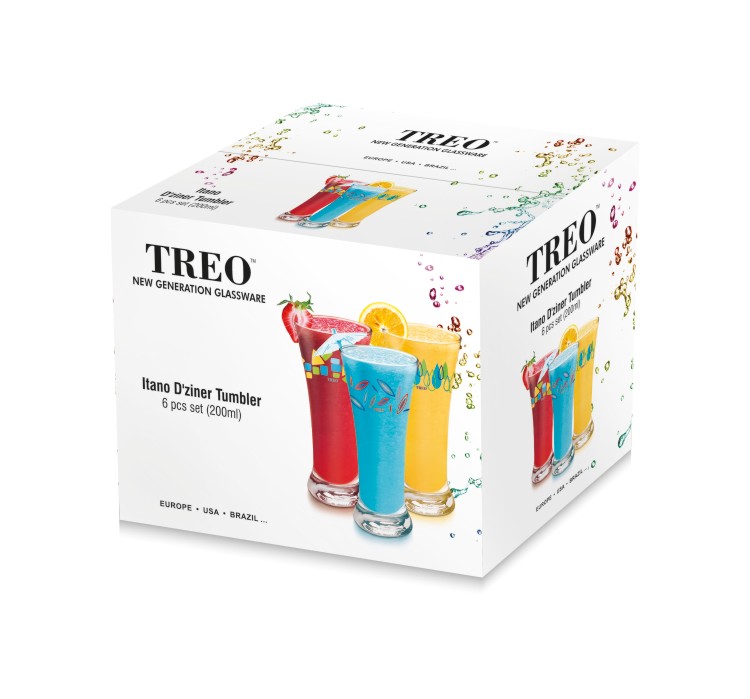 Buy D'ziner Itano Glass Tumbler, Set of 6, 200ML - Treo by Milton