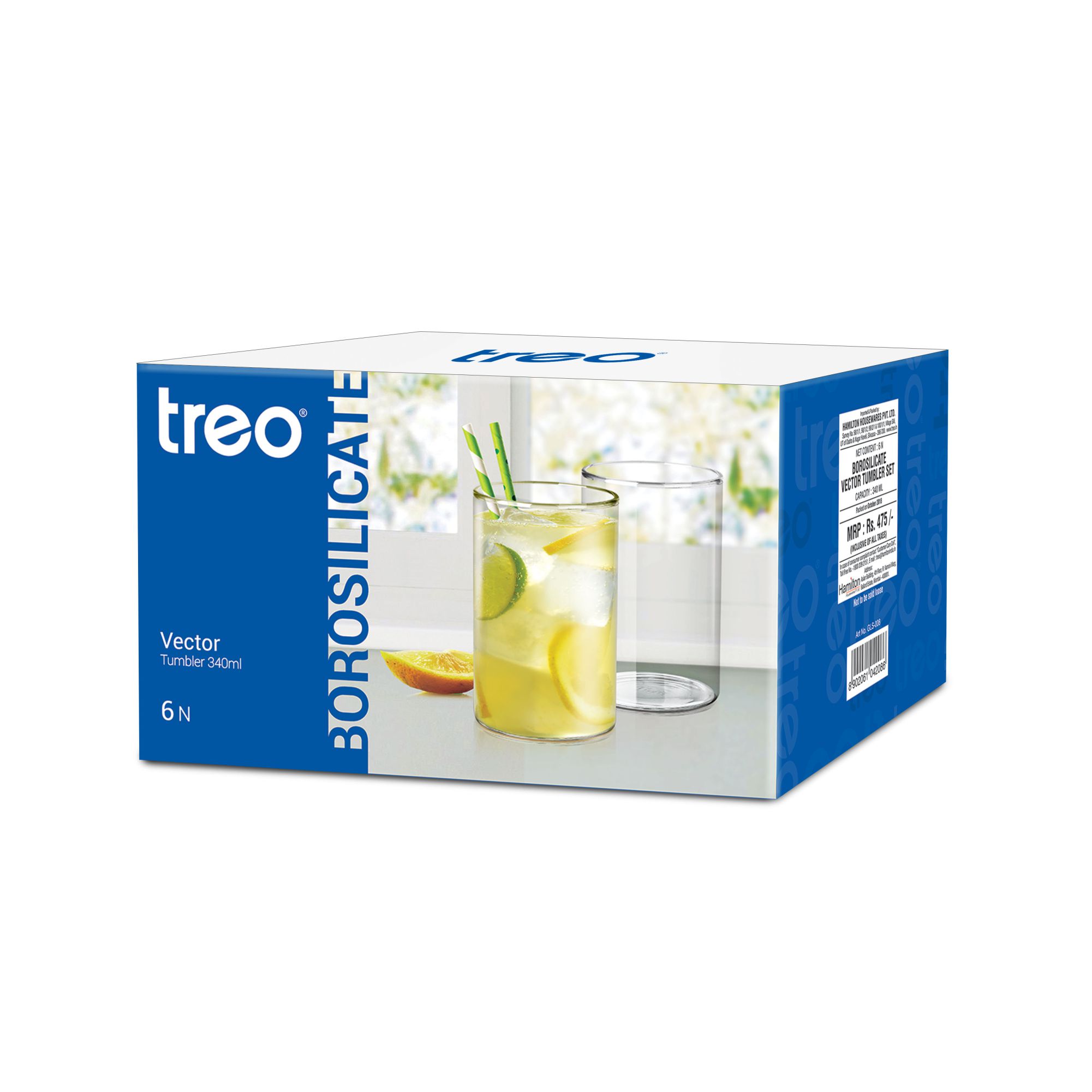 Treo Borosilicate Vector Water Glass Tumbler