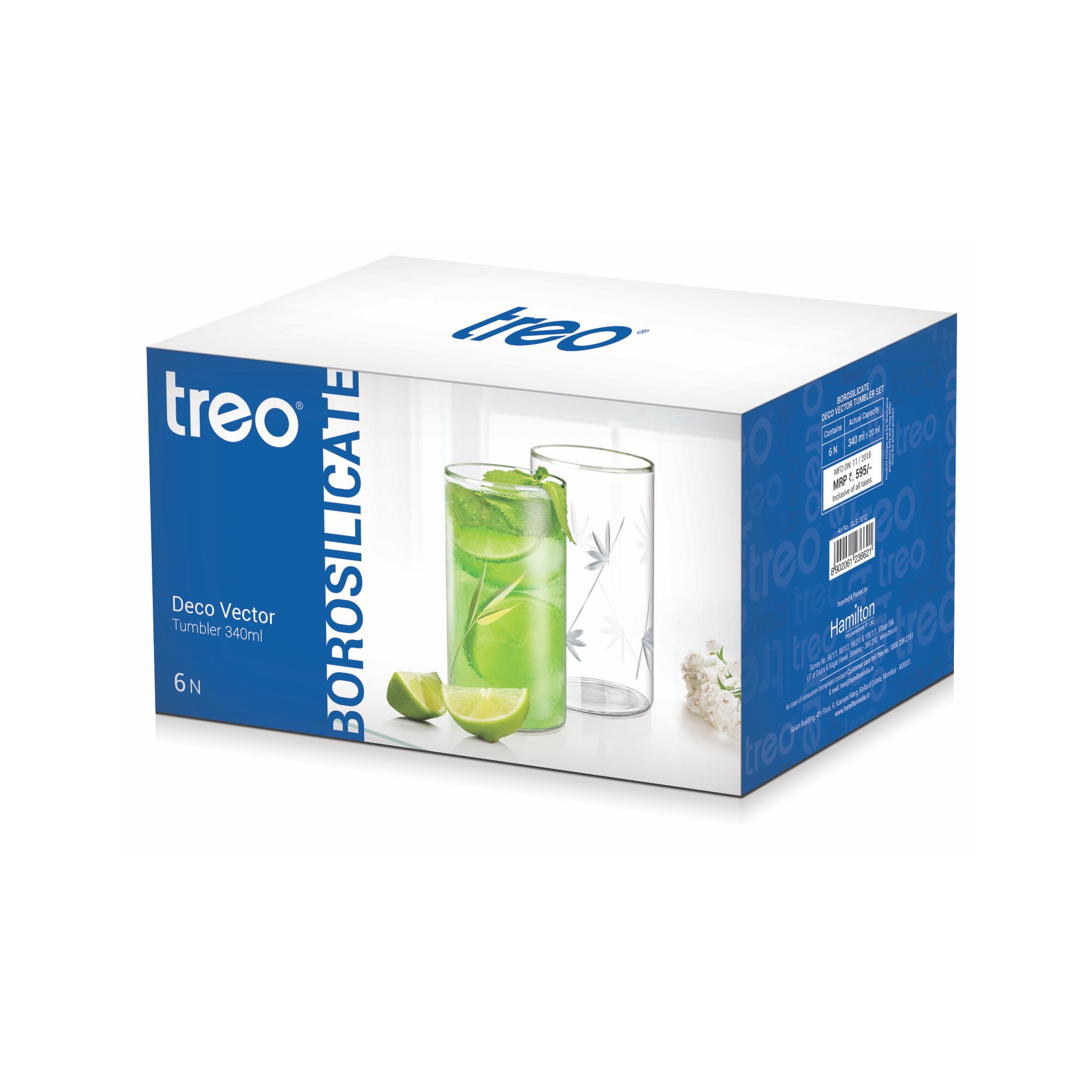 Treo Borosilicate Deco Vector Water Glass Tumbler