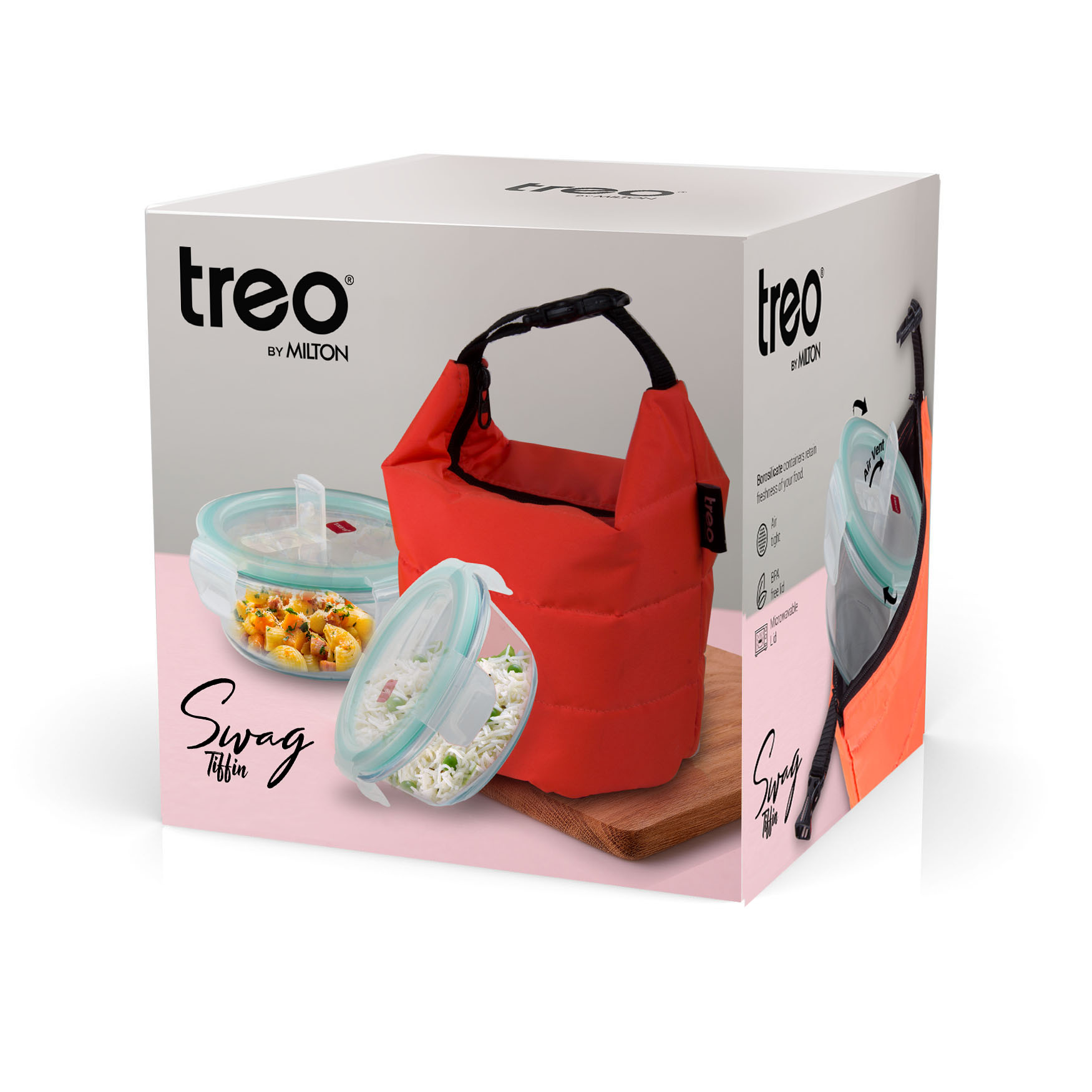 Treo Swag Borosilicate Round Glass Lunch Box