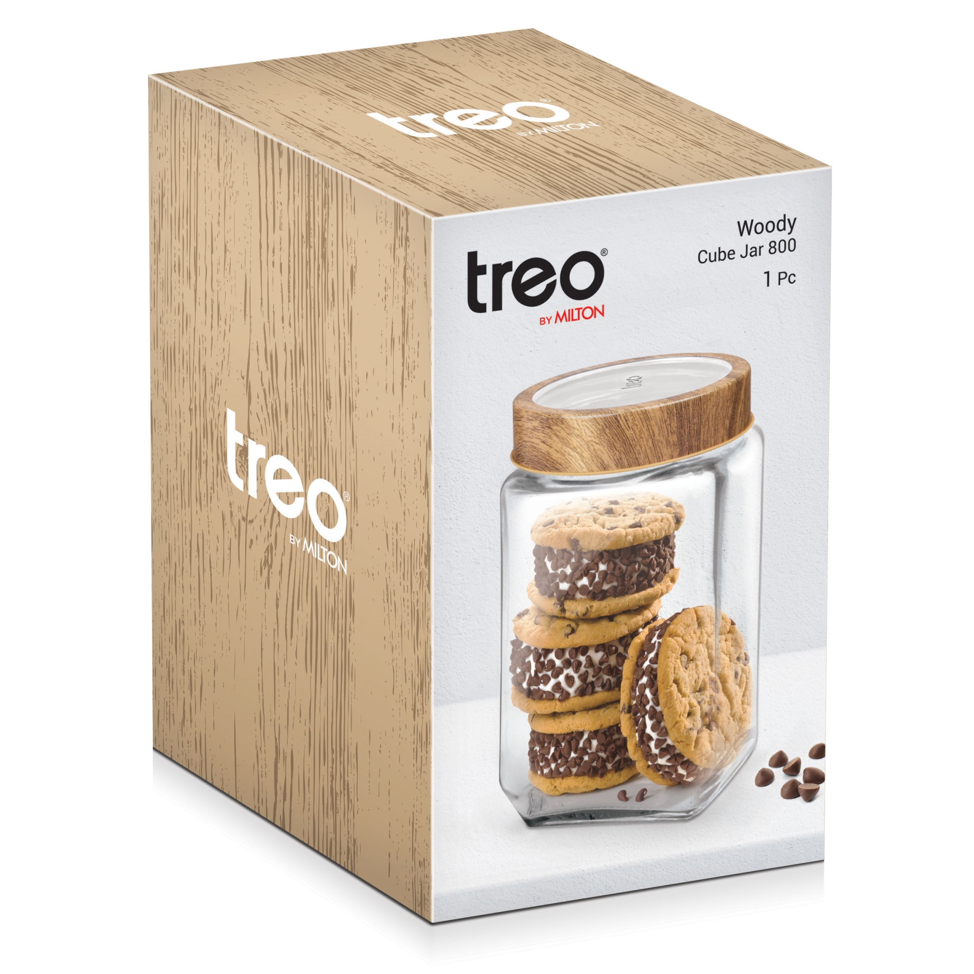 Treo Woody Cube Glass Spice Jar