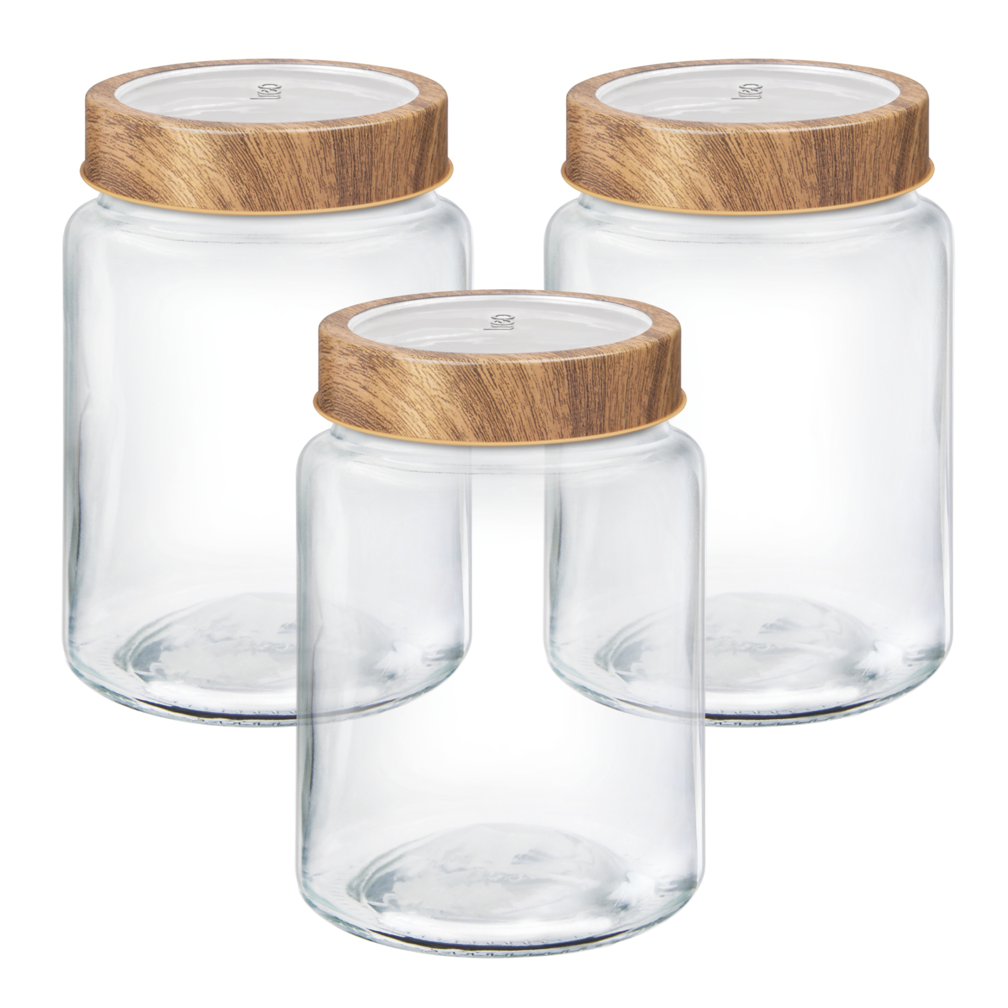 Treo Woody Radius Glass Spice Jar Set