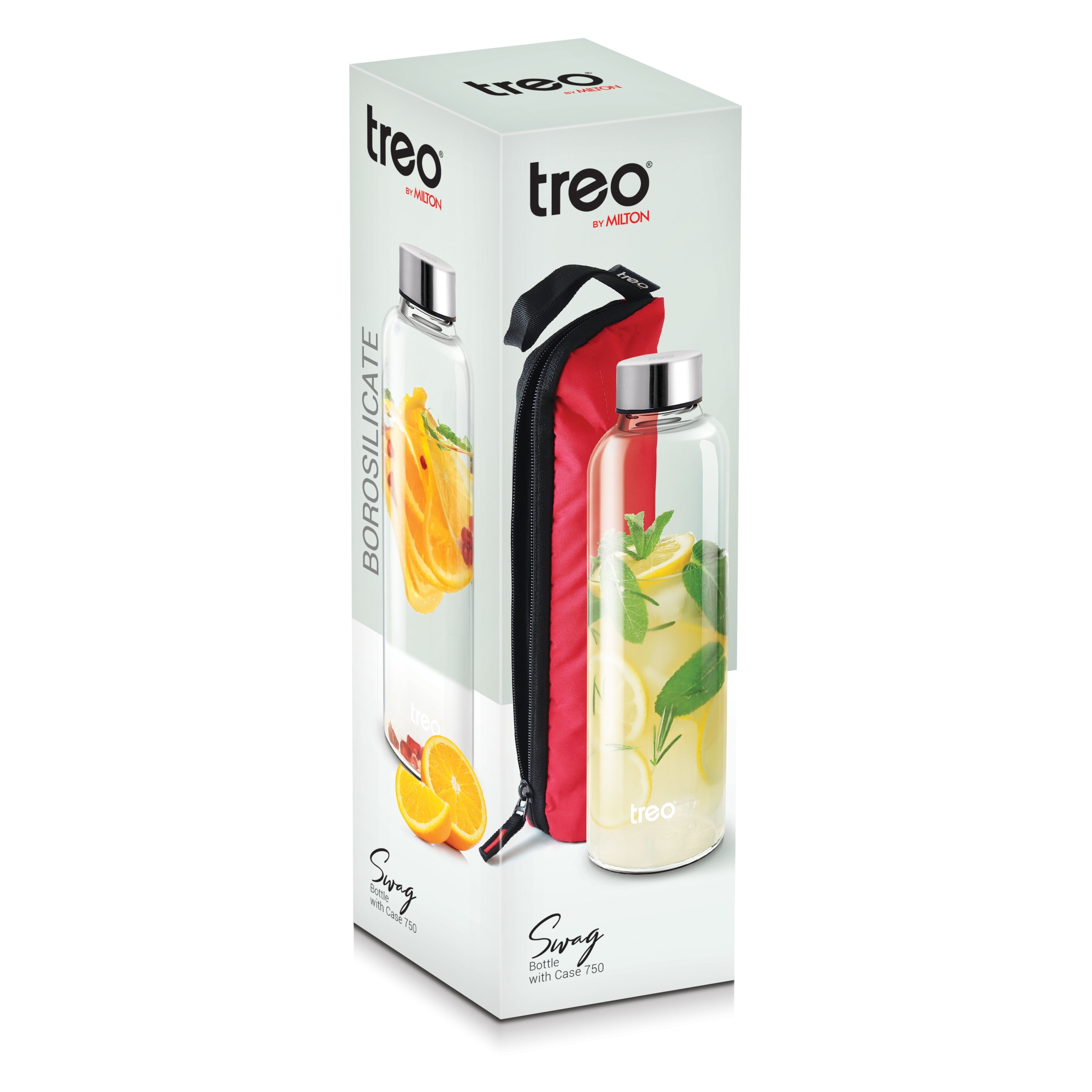 Treo Swag Borosilicate Glass Bottle With Protective Case