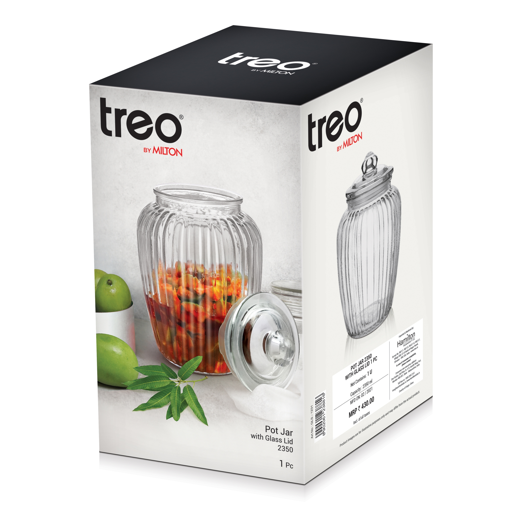 Treo Glass Pot Pickle Jar with Glass Lid