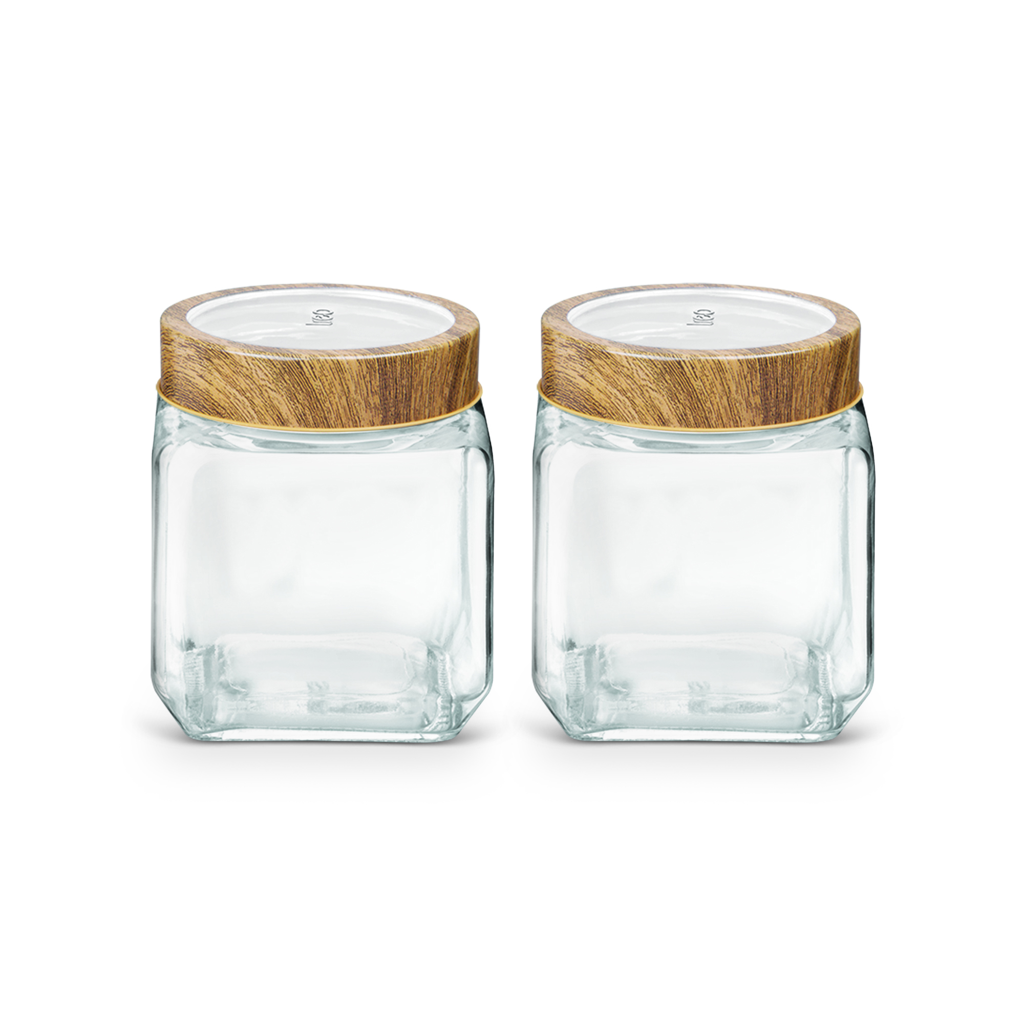 Treo Woody Cube Glass Spice Jar Set