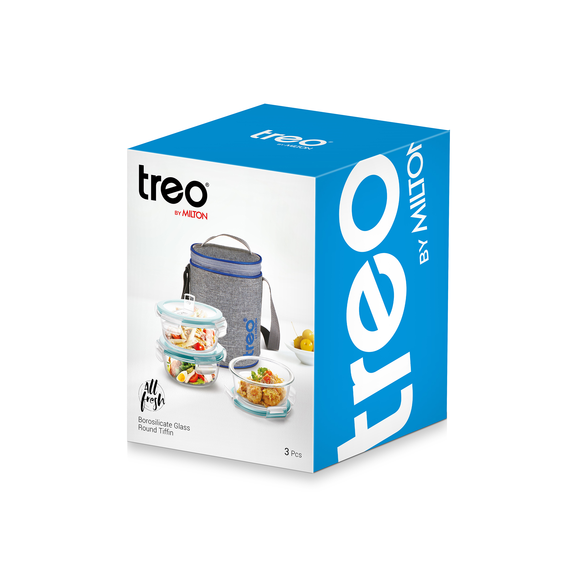 Treo Borosilicate All Fresh Round Glass Lunch Box