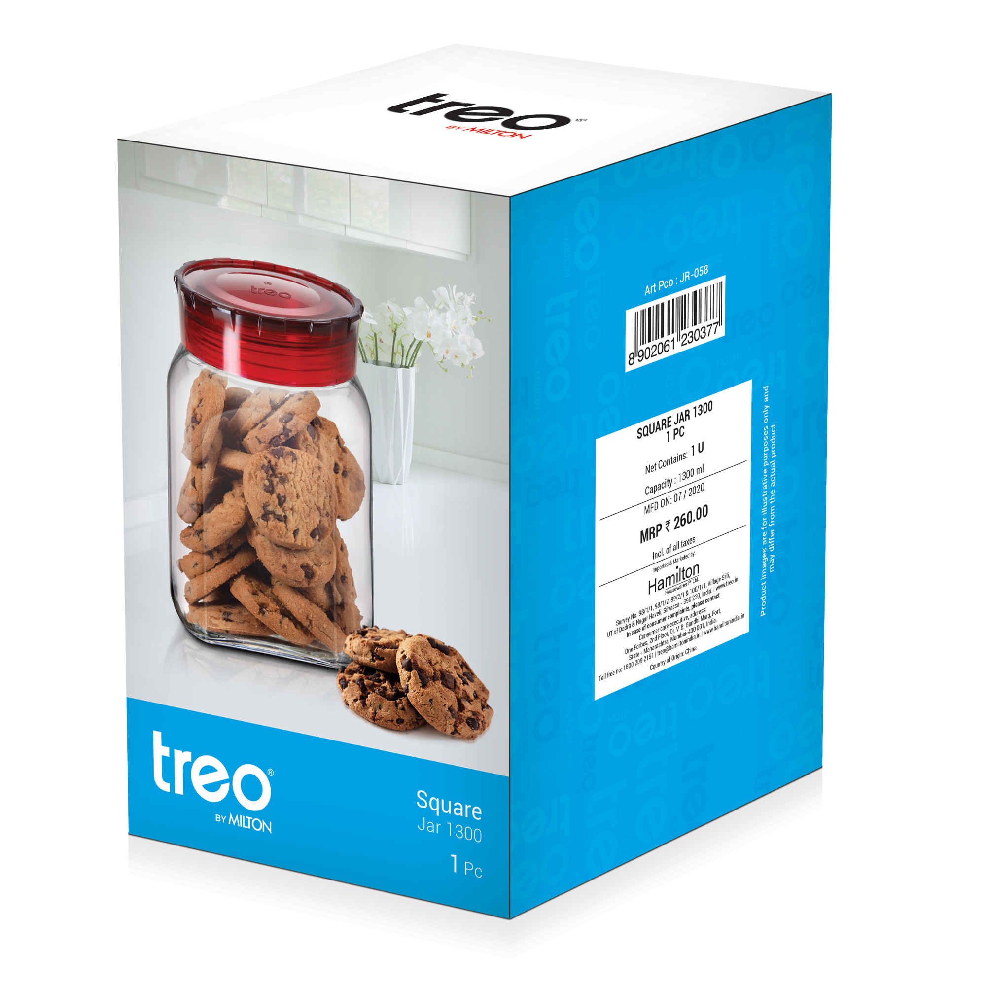 Treo Square Glass Pickle Jar