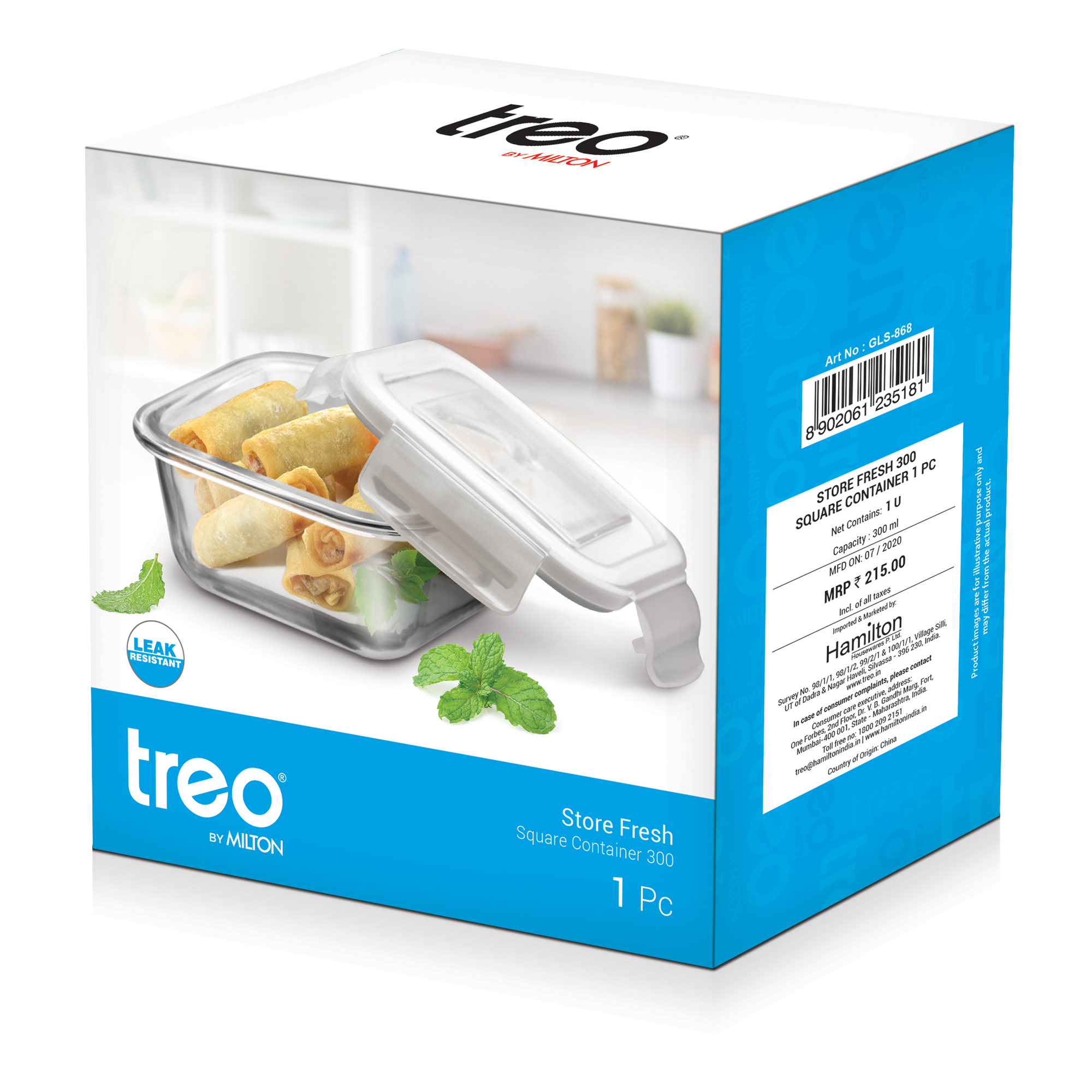 Treo Store Fresh Square Glass Container