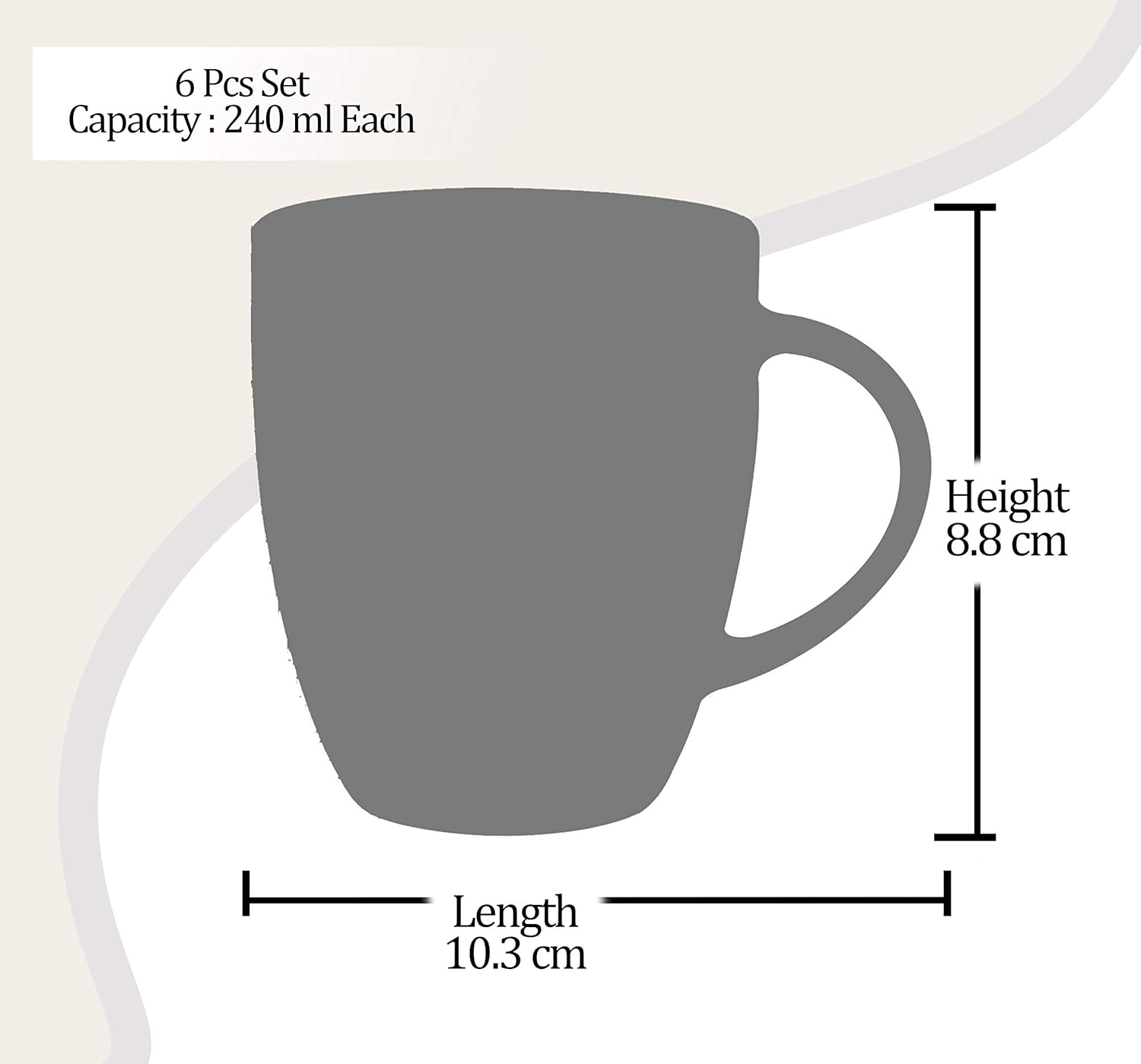 Marble Mug, 240 ml, Set of 6 (Treo by Milton)