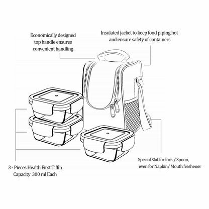 Health First Tiffin Round Glass Tiffin (Treo by Milton)